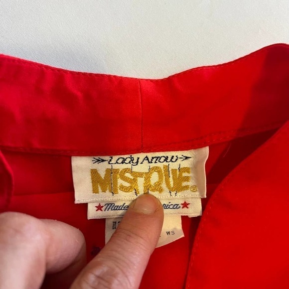 VINTAGE Lady Arrow Mistique red blouse 12 - Picture 5 of 10
